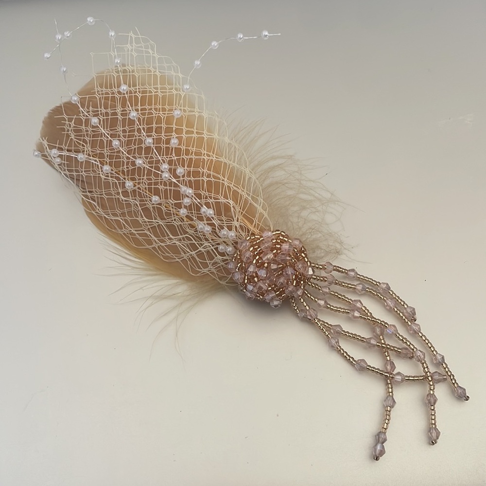 Beaded Tassel & Feather Hair Clip